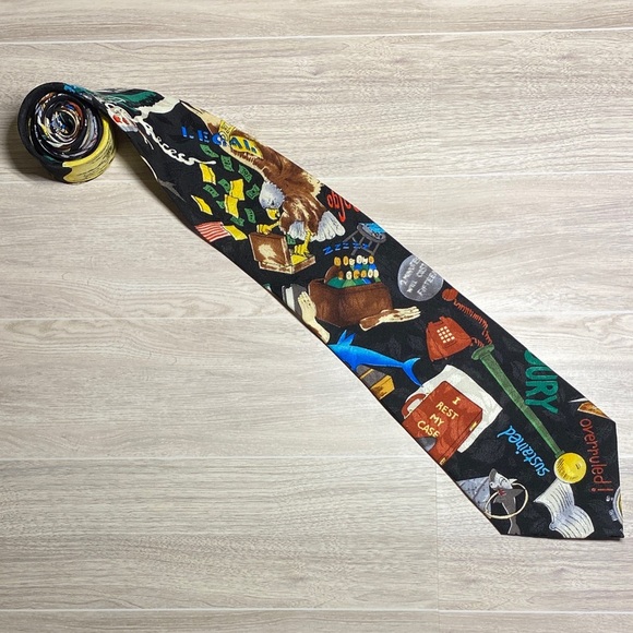 Nicole Miller Other - Vintage 1992 Nicole Miller Lawyer Themed Tie with Colorful Illustrations